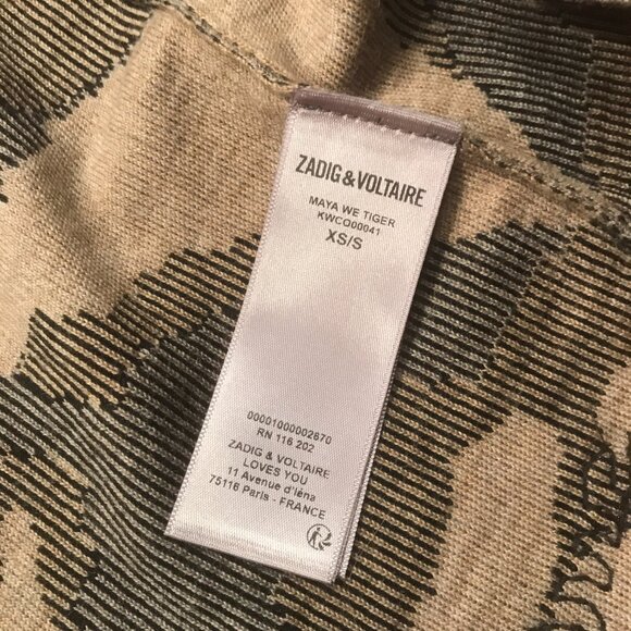 Zadig & Voltaire Maya We Tiger Wool Cardigan with Sequins Oversized Fit xs/s - Picture 13 of 15
